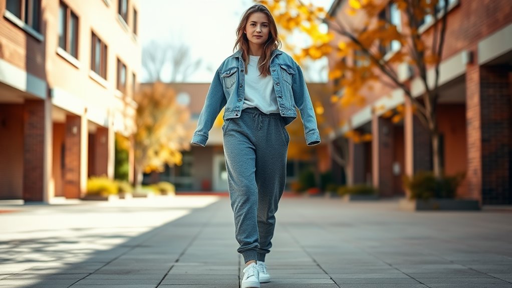 casual denim and sweatpants