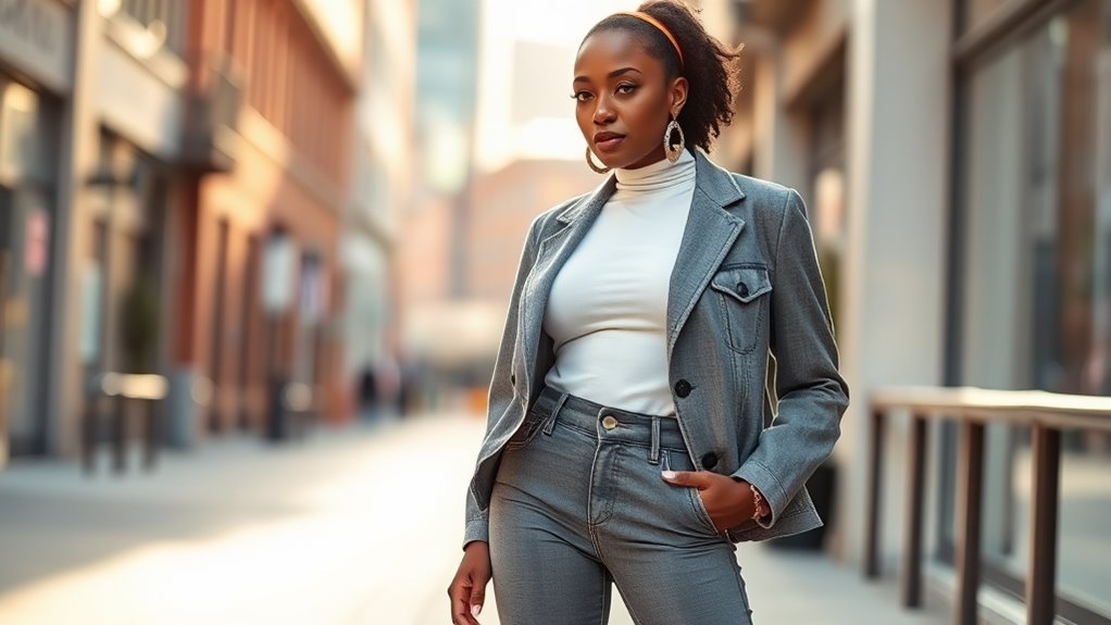 chic grey jeans outfits