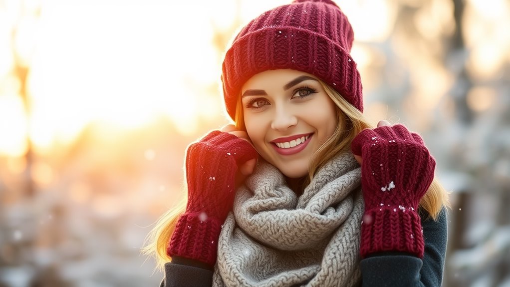 cozy knit beanie gloves