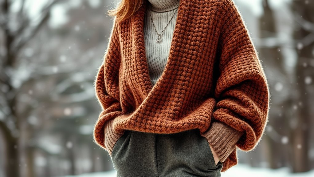 cozy multi layered sweater outfit