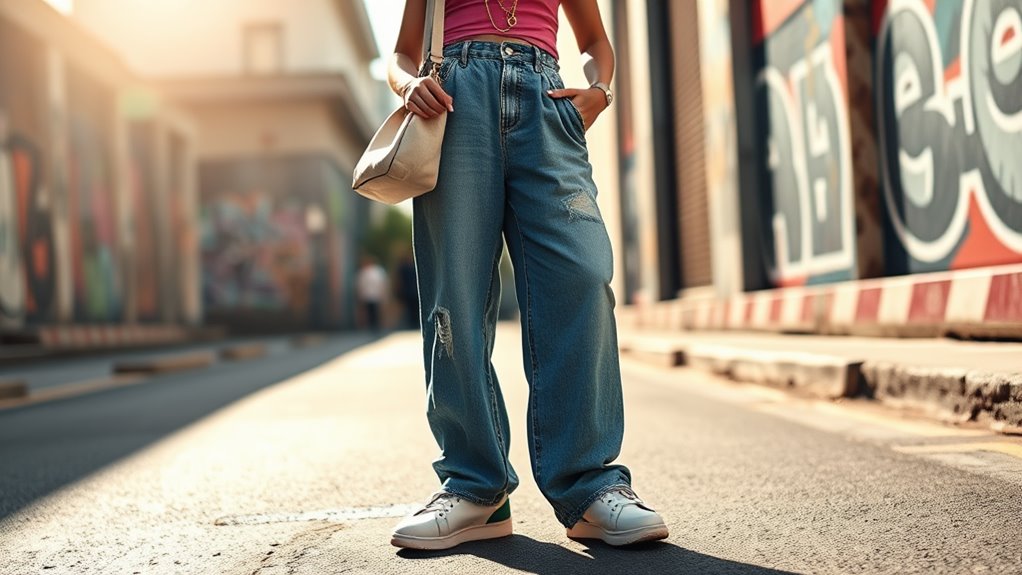 stylish baggy jeans looks