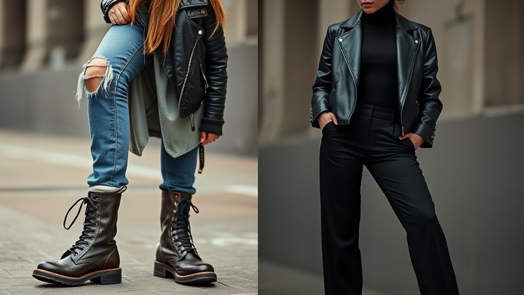 stylish bold leather outerwear