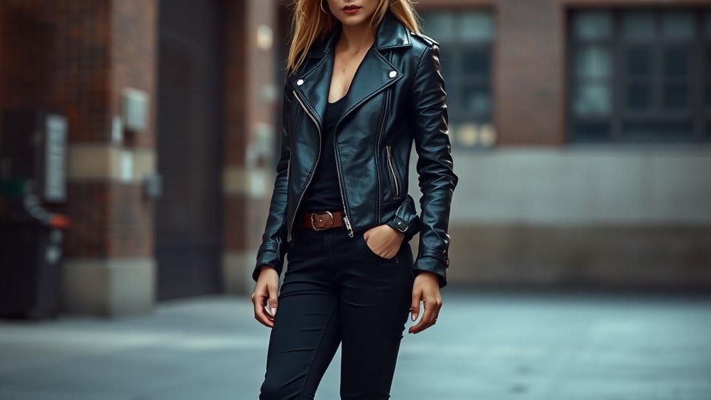 stylish leather outfit combination