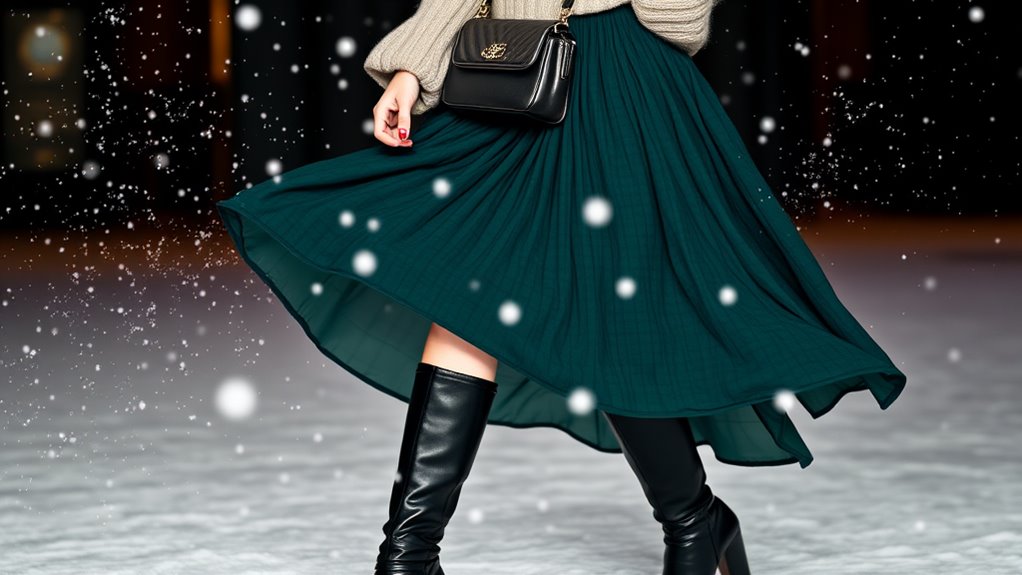 stylish skirt and boots