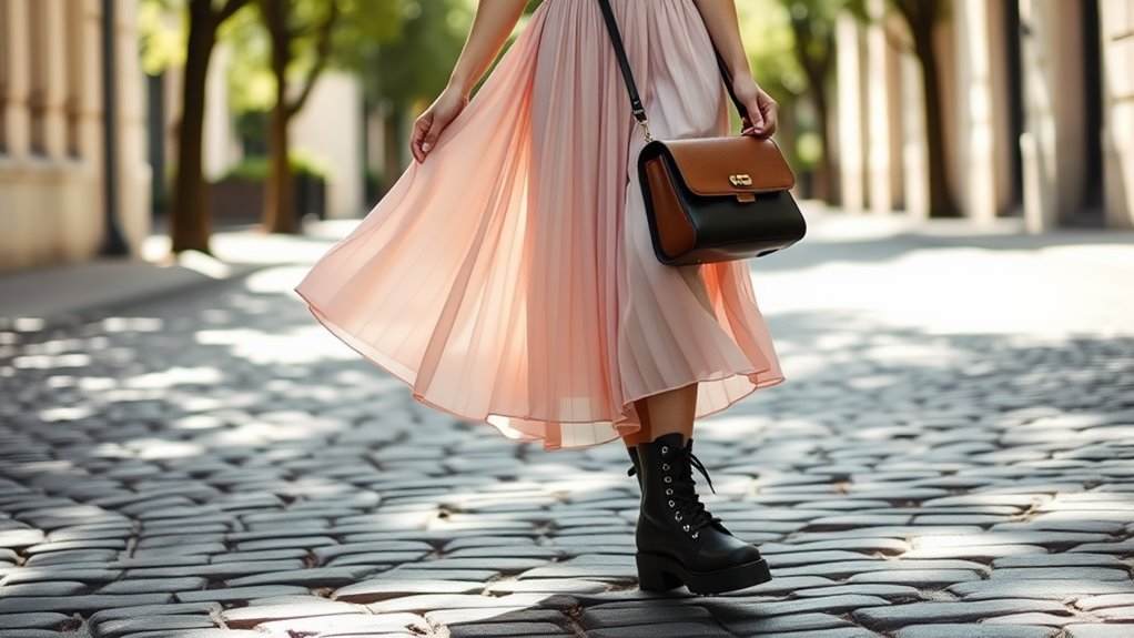 stylish skirt and boots