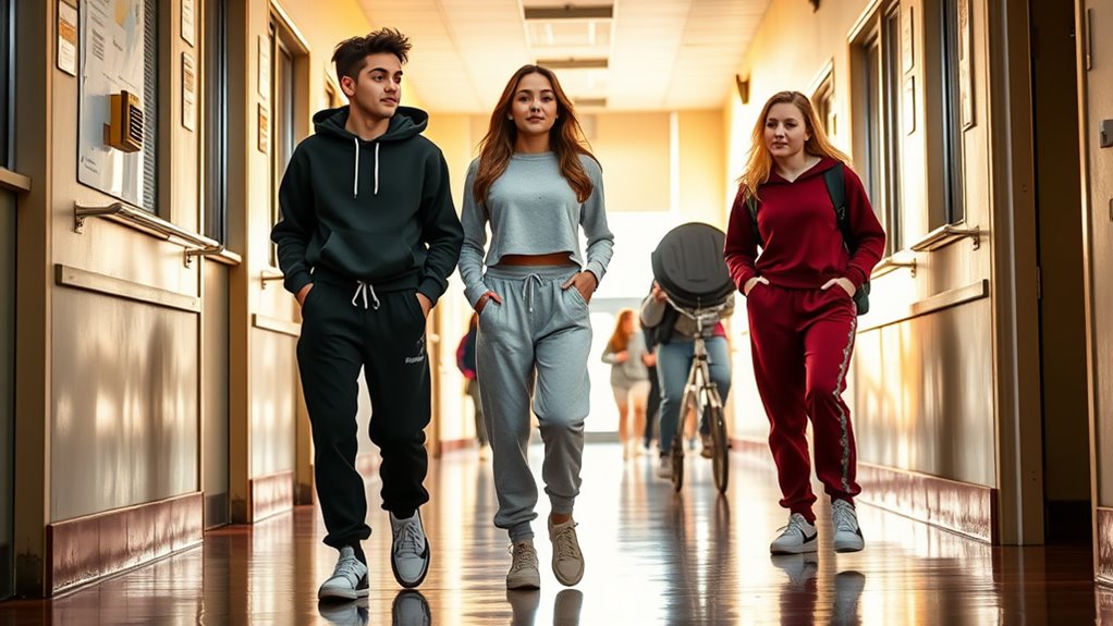 stylish sweatpants school outfits